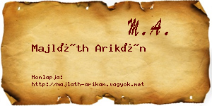 Majláth Arikán névjegykártya